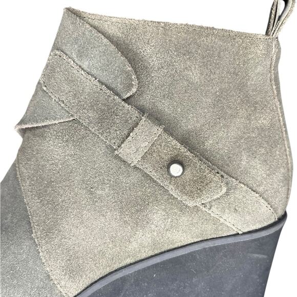 NWOB EILEEN FISHER Gray Suede Wedge‎ Wrap & Belt Detail Women's Size 8 - Picture 5 of 8
